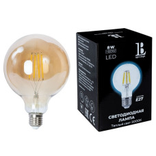 Лампочка светодиодная филаментная E27-8W-G125-WW-fil gold_lb